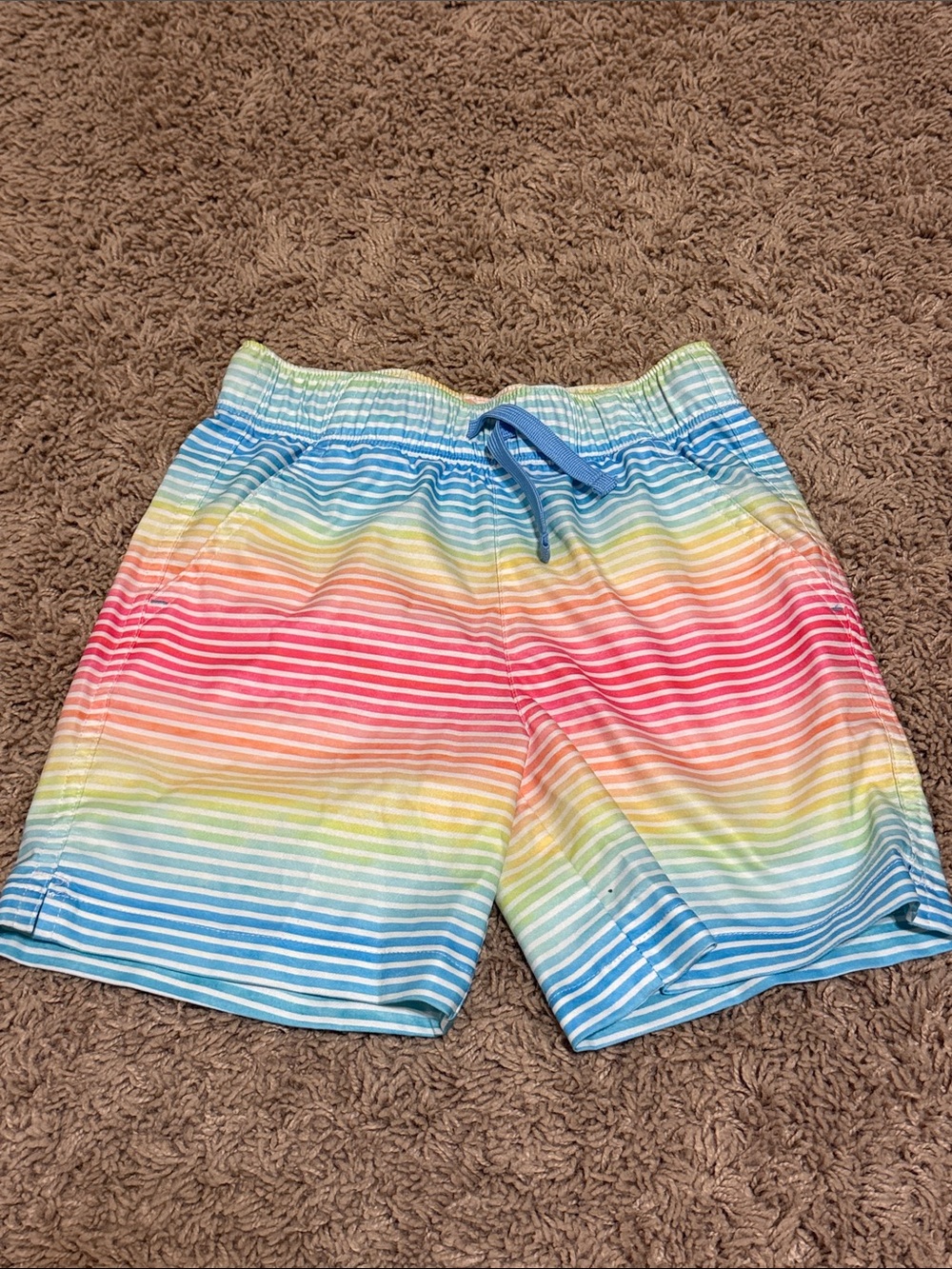 Primary Kids Rainbow Stripe Park Shorts - Multicolor, size 6-7